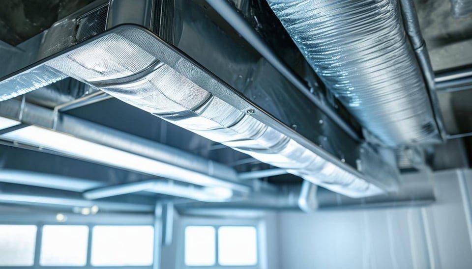 An image of a clean, wellmaintained ventilation system in a building, with clear air flowing through the ducts and no dust or allergens present