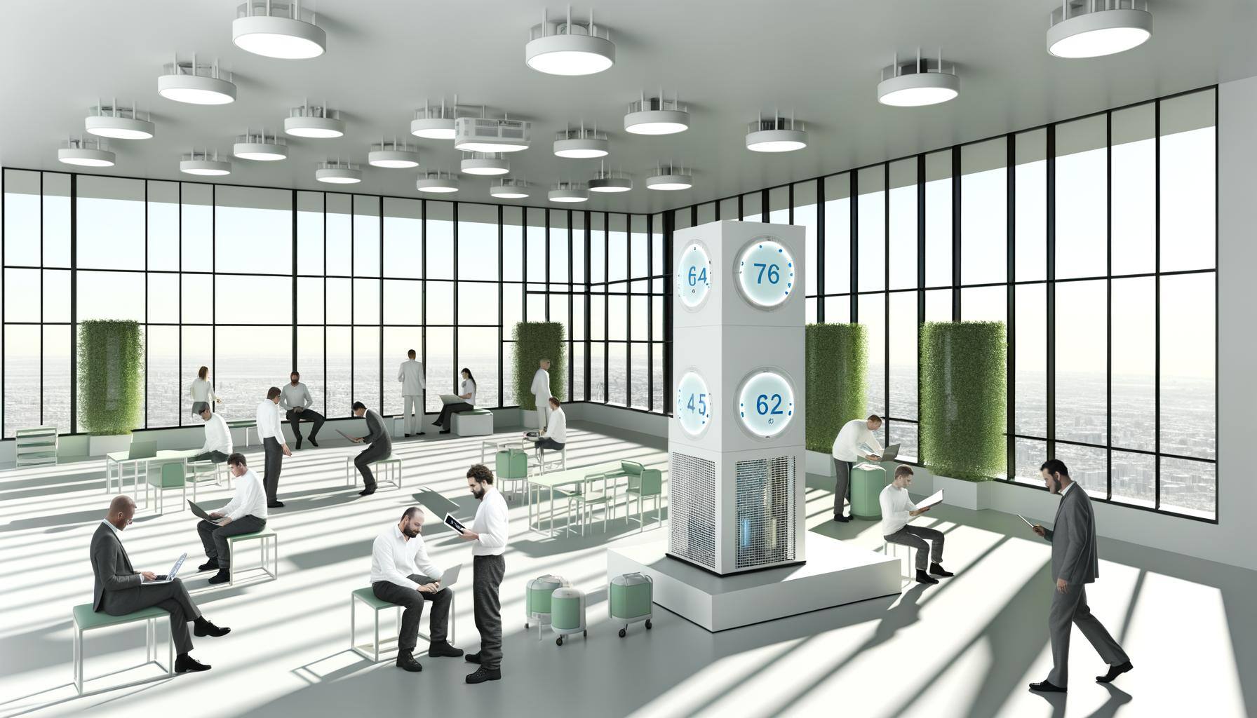 Visualize a contemporary and roomy interior with grand windows that allow ample sunlight to illuminate the environment. Observe a cutting-edge HVAC sy